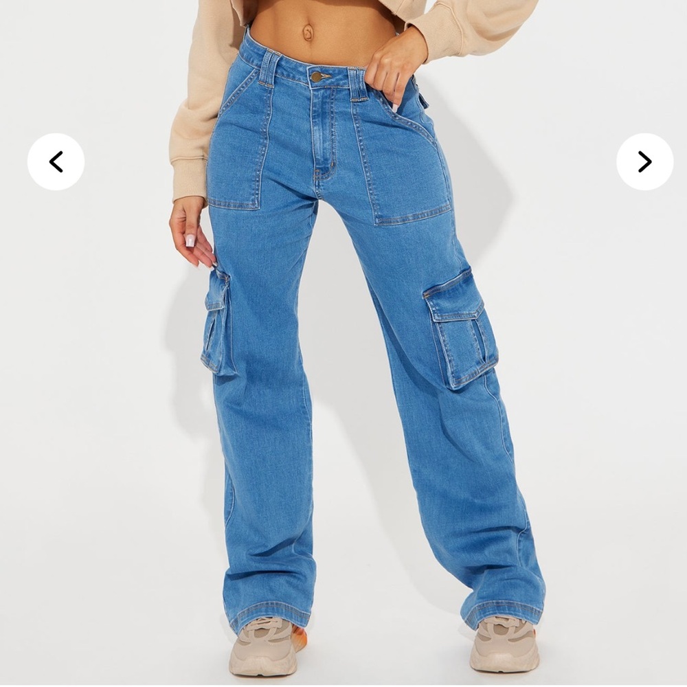 Women's Blue Cargo Jeans